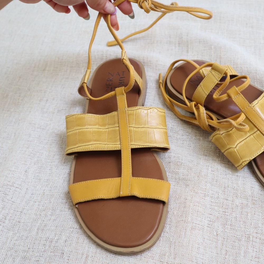 Naturalizer Fayee Yellow Tie Sandals - Picture 4 of 13